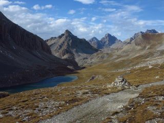 Lago dell'Oronaye, Bec du Lievre, la Meyna dal sentiero alto