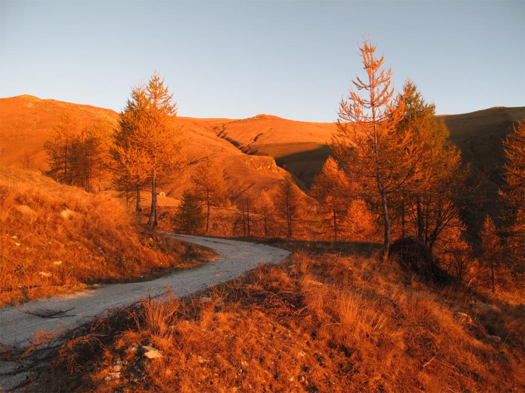 La bella strada che sale alla borgata Chiotti