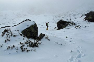 Nei pressi del lago Veilet abbandoniamo la traccia delle ciaspole
