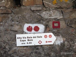 Cartello alla partenza da Albenga