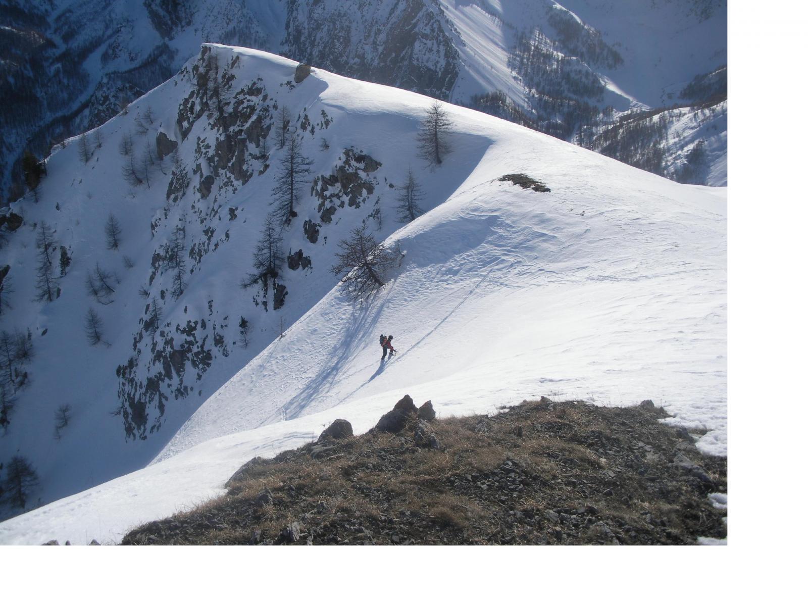 All'uscita del canalino a 45°..