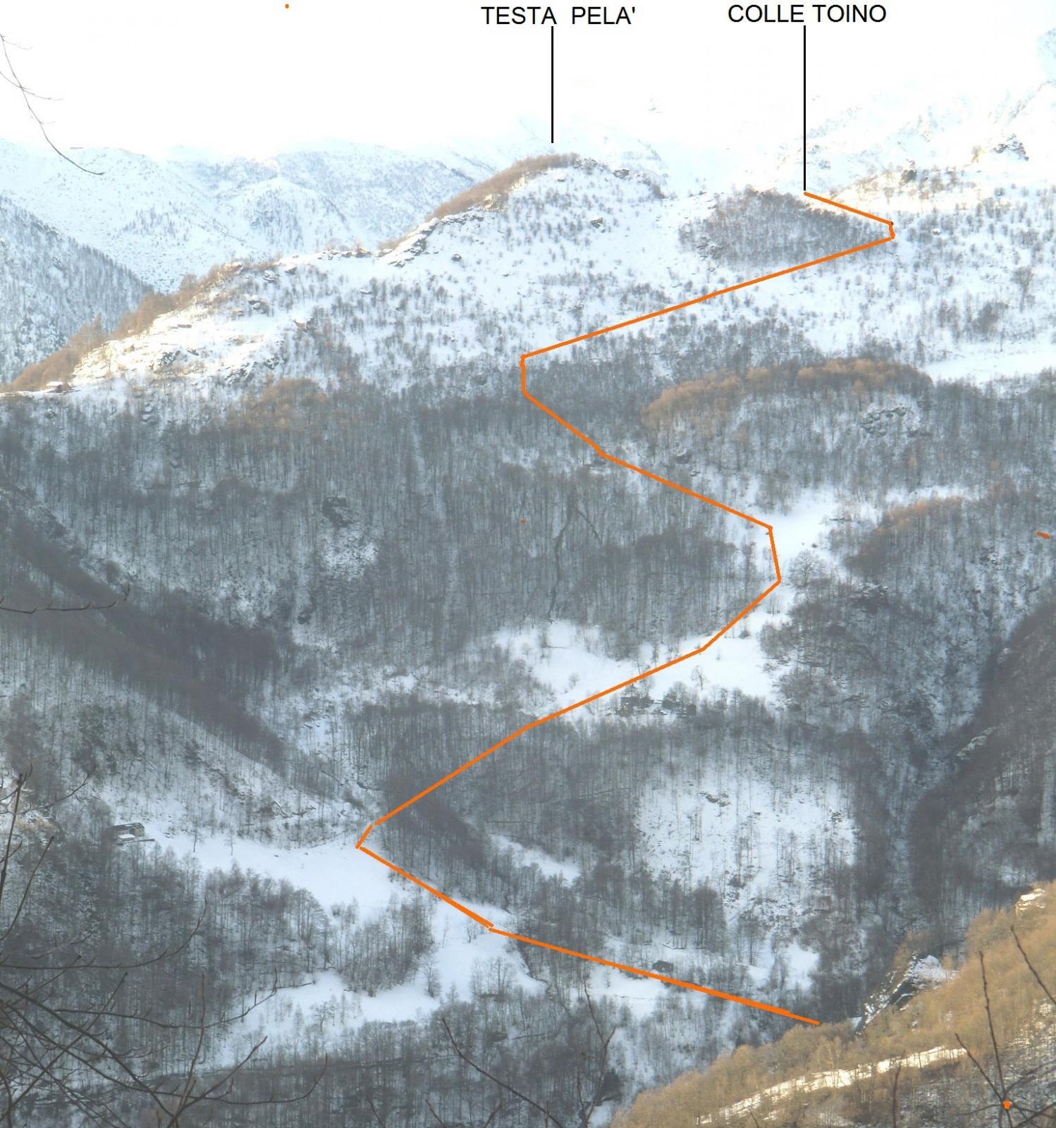 L'itinerario al Colle Toino visto di fronte