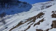 Distacco-Colle Vardlà in alto e a sx la nostra traccia