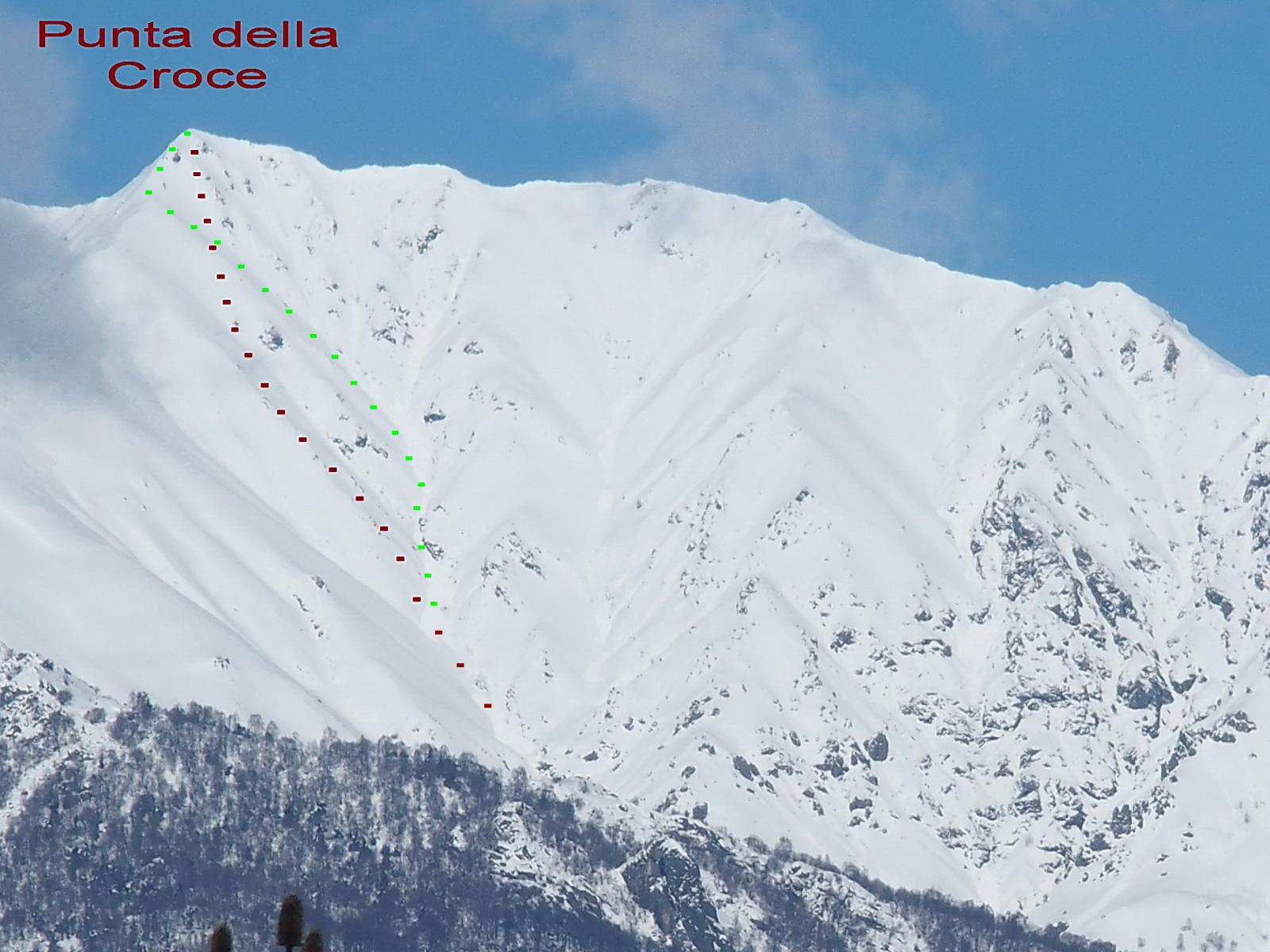 In verde la salita, in rosso la discesa (foto del 02-03-14)