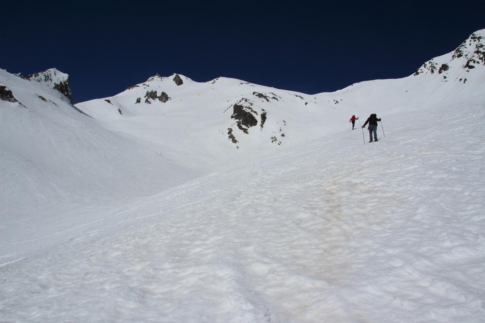 salendo il pendio-canale verso il Col de Fonteinte