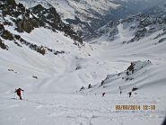 il pendio terminale visto dalla cima