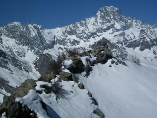 La vetta vista dalla croce con la Bessanese sullo sfondo