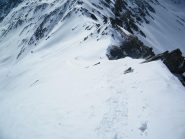 La cresta dal colletto vista da poco sotto la vetta