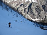 quasi al termine del primo tratto ripido del Vallone Clapouse