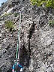 Il secondo tiro in fessura fotografato in discesa