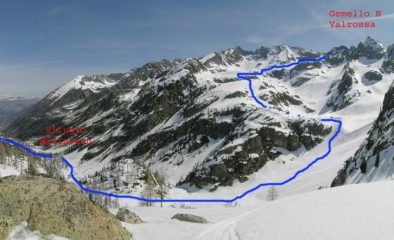 Gemello N Valrossa visto dal vallone sotto la cima di Vermeil