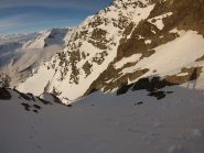 il canalino che porta in cresta visto da sopra