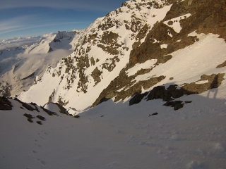 il canalino che porta in cresta visto da sopra