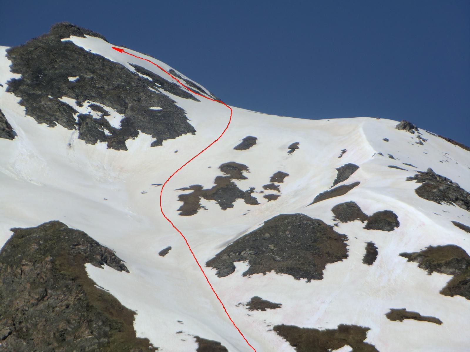 La parte superiore dell'itinerario di salita