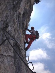 Eugenio sull'ultimo strapiombo prima dell'ultima 