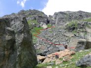 Dove si lascia il sentiero per raggiungere l'attacco