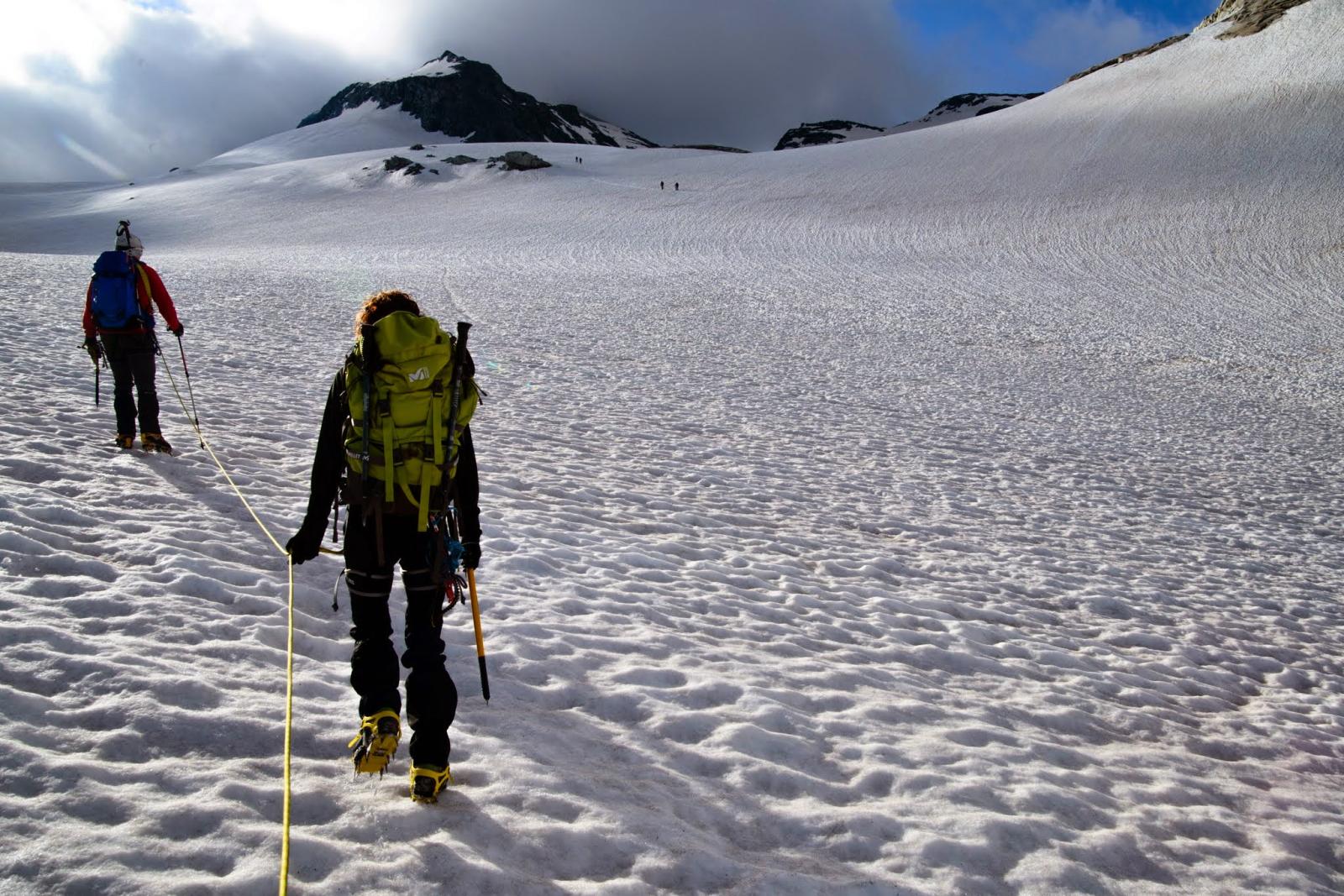 in salita sul Glacier du Grand Mean