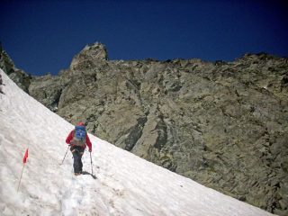 Eugenio all'inizio del canalone finale