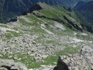 Dalla vetta vista sull'alta Comba di Tolair, versante di salita