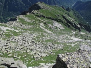 Dalla vetta vista sull'alta Comba di Tolair, versante di salita