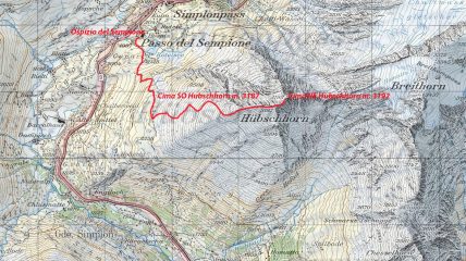 mappa CNS e itinerario di salita