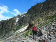 sulla diagonale che porta al canalone di salita