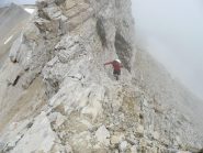La cengia per la Cima del Vallonetto, facile passaggio chiave