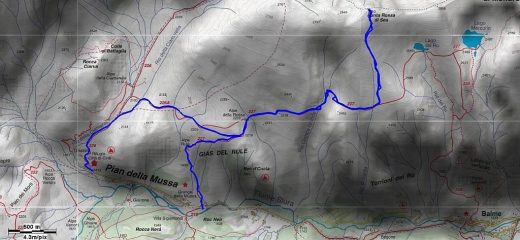 traccia gps su cartina fraternali della gita di oggi