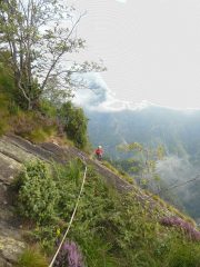 Il traverso che conduce alla sosta di Tommy e all'ultimo tiro...