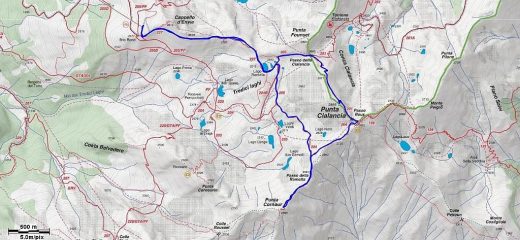 cartina e traccia gps per il cornour e cialancia, senso antiorario