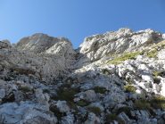 Il canalino da risalire dopo i gradini iniziali