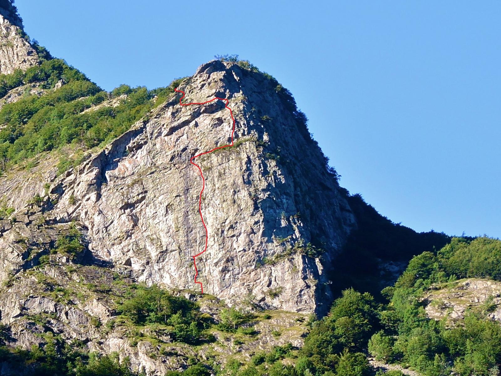 La parete con tracciato