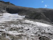 Sul ghiacciaio, verso la traccia di salita sullo spallone detritico