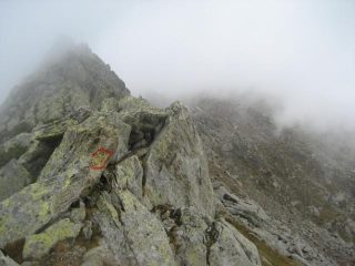 bocchetta e -tra le nubi, a mezz'ra circa i cammino- la Pala d'Erta