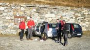 pronti alla partenza dal parcheggio sopra il Lago Serrù