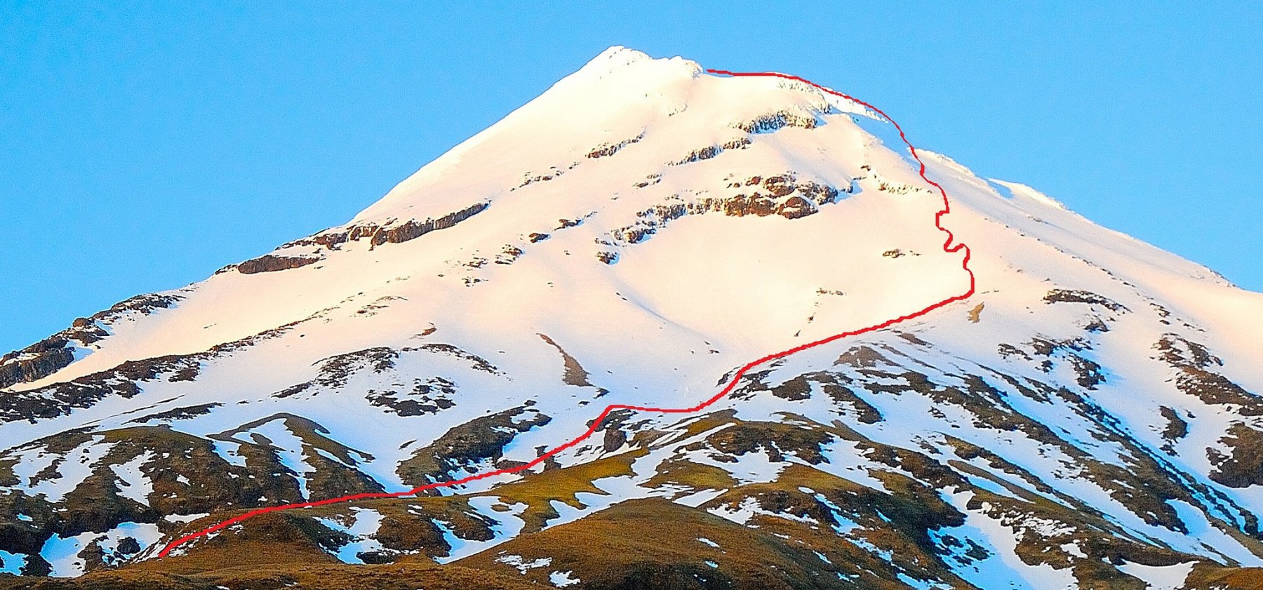 l' itinerario sul versante nord del Taranaki