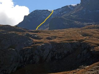 La cima di Peradzà con il percorso da noi effettuato ma sconsigliato