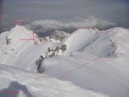 la cresta percorsa tra le 2 vette