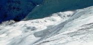 la valanga poco sotto la cima nel traverso finale