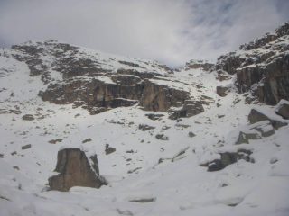 la T.Paiaire a sx, dritto il Piccolo Tovo col canale di salita