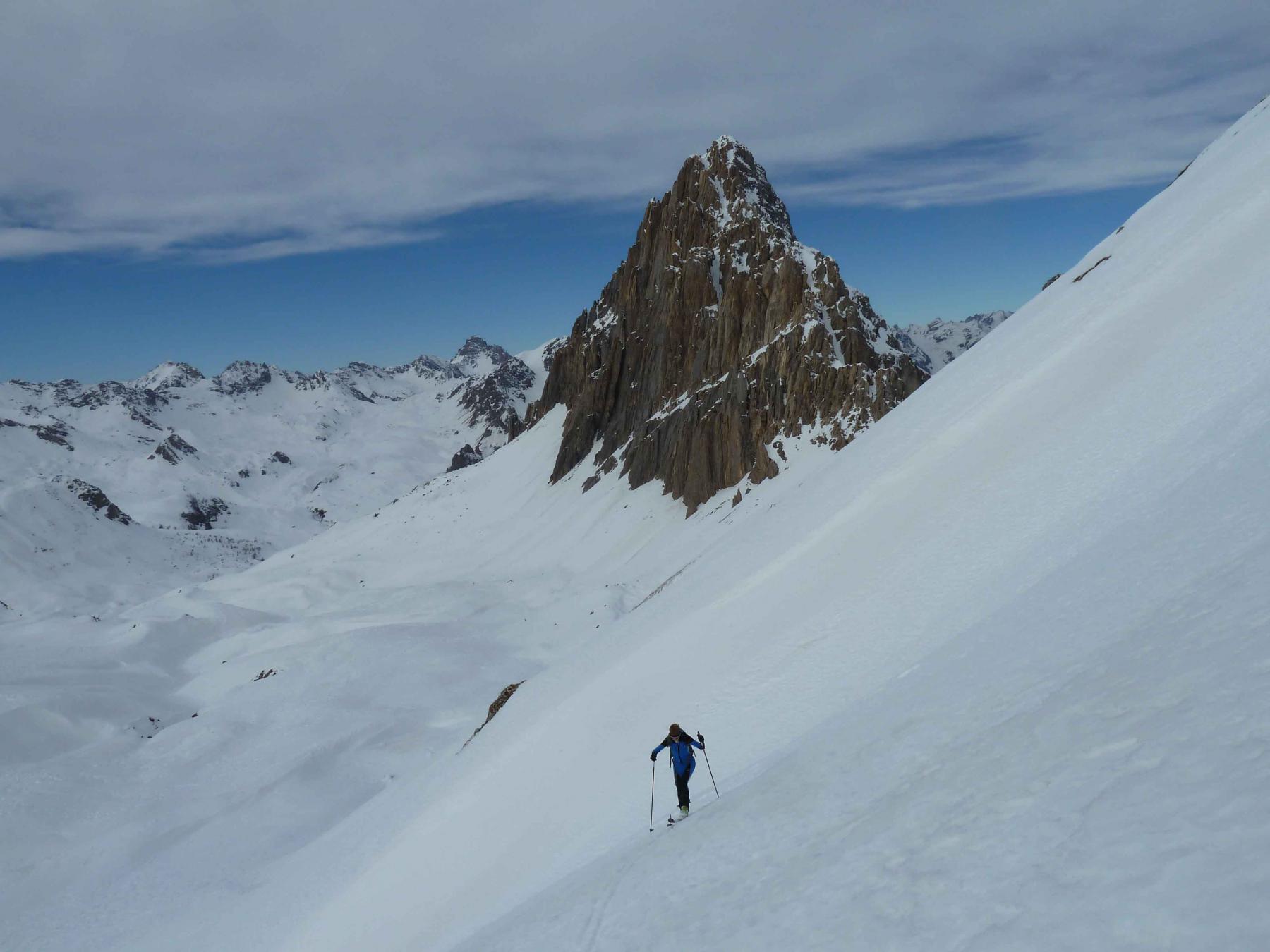 Sul ripido pendio verso il Becco Grande