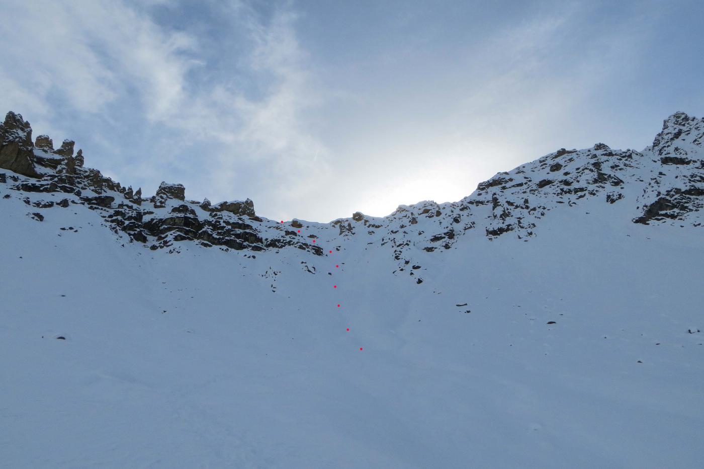 il percorso nel canale verso il Pas des Rousses