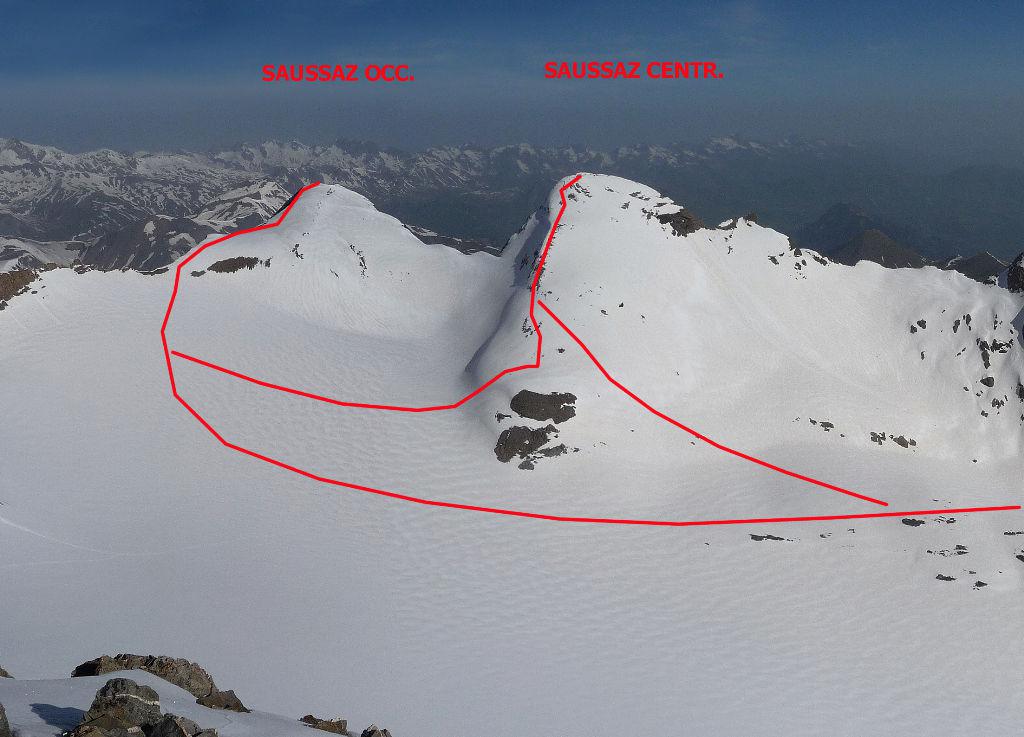 Itinerario Aig. Saussaz Occ. e Centrale dal Goleon