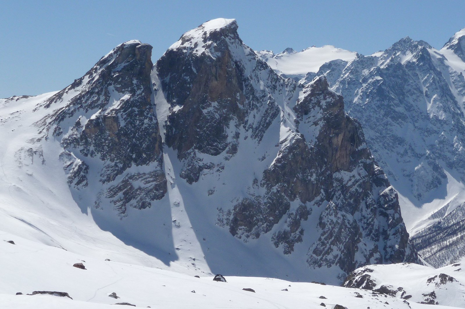 il versante nord dell'Aiguillette con il canale di salita