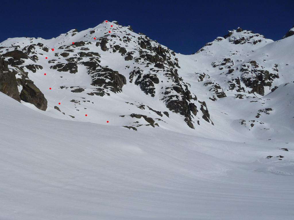 Corn des Jassez - Il percorso finale verso la cima. A destra verso il Passo dei Duc
