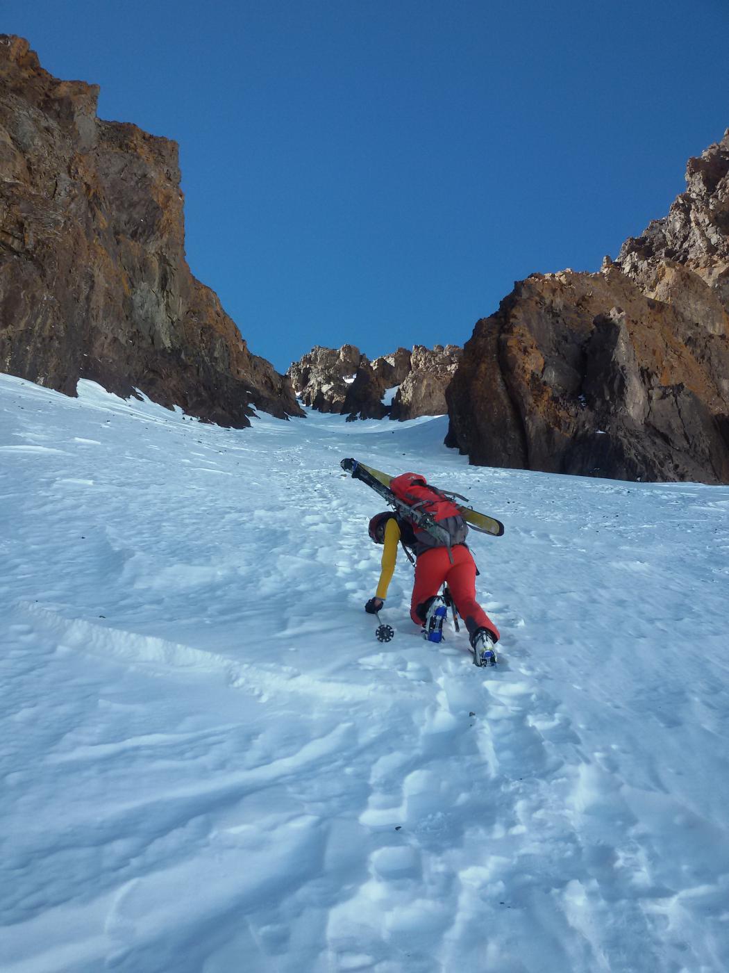 nel couloir NE del Ras