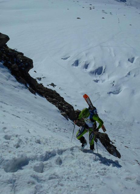 in salita sulla morena sopra il Glacier d'Argentiere