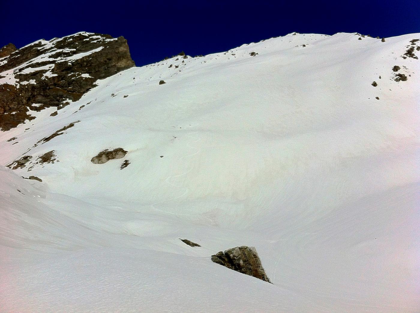 La quota 2875 e il pendio finale a sin La Lausa a des. colle Chersogno NO