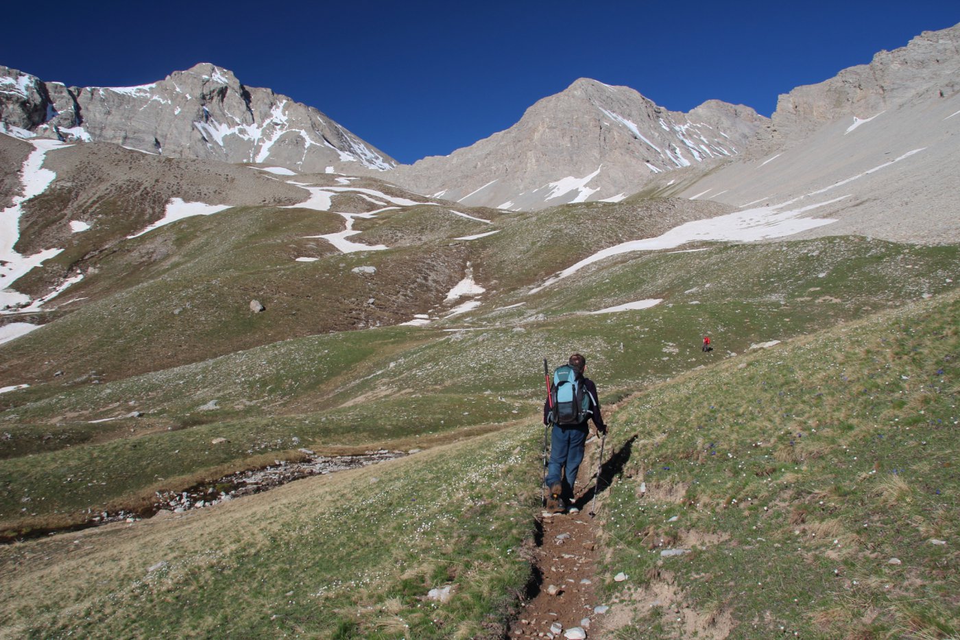 Enrico in salita verso la conca de la Grande Cayolle