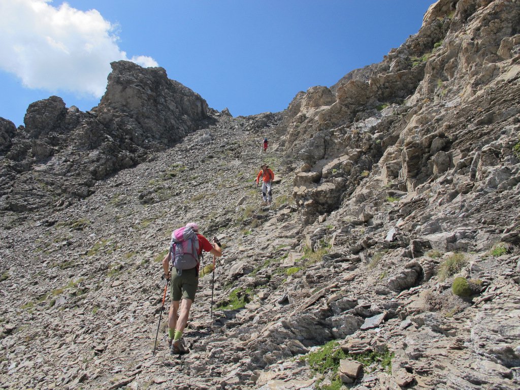 Il tratto di canalone da risalire